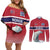 Norway Ice Hockey Custom Couples Matching Off Shoulder Short Dress and Long Sleeve Button Shirt Norge Polar Bears Red Style