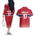 Norway Ice Hockey Custom Couples Matching Off The Shoulder Long Sleeve Dress and Hawaiian Shirt Norge Polar Bears Red Style