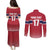 Norway Ice Hockey Custom Couples Matching Puletasi and Long Sleeve Button Shirt Norge Polar Bears Red Style