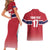 Norway Ice Hockey Custom Couples Matching Short Sleeve Bodycon Dress and Hawaiian Shirt Norge Polar Bears Red Style