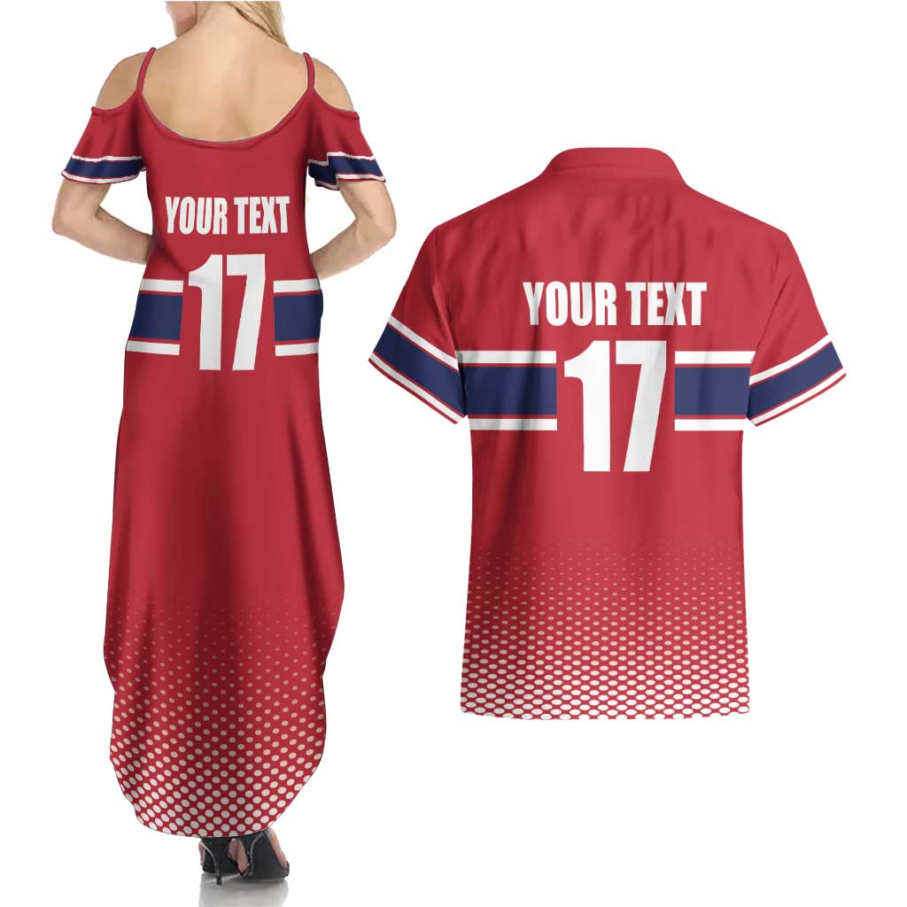 Norway Ice Hockey Custom Couples Matching Summer Maxi Dress and Hawaiian Shirt Norge Polar Bears Red Style
