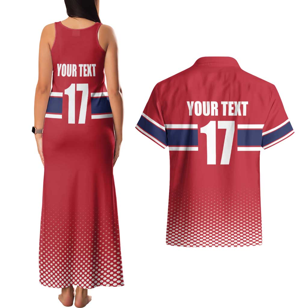 Norway Ice Hockey Custom Couples Matching Tank Maxi Dress and Hawaiian Shirt Norge Polar Bears Red Style