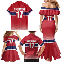 Norway Ice Hockey Custom Family Matching Mermaid Dress and Hawaiian Shirt Norge Polar Bears Red Style