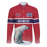 Norway Ice Hockey Custom Family Matching Off The Shoulder Long Sleeve Dress and Hawaiian Shirt Norge Polar Bears Red Style