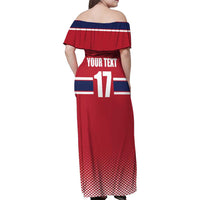Norway Ice Hockey Custom Family Matching Off Shoulder Maxi Dress and Hawaiian Shirt Norge Polar Bears Red Style