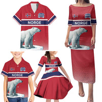 Norway Ice Hockey Custom Family Matching Puletasi and Hawaiian Shirt Norge Polar Bears Red Style