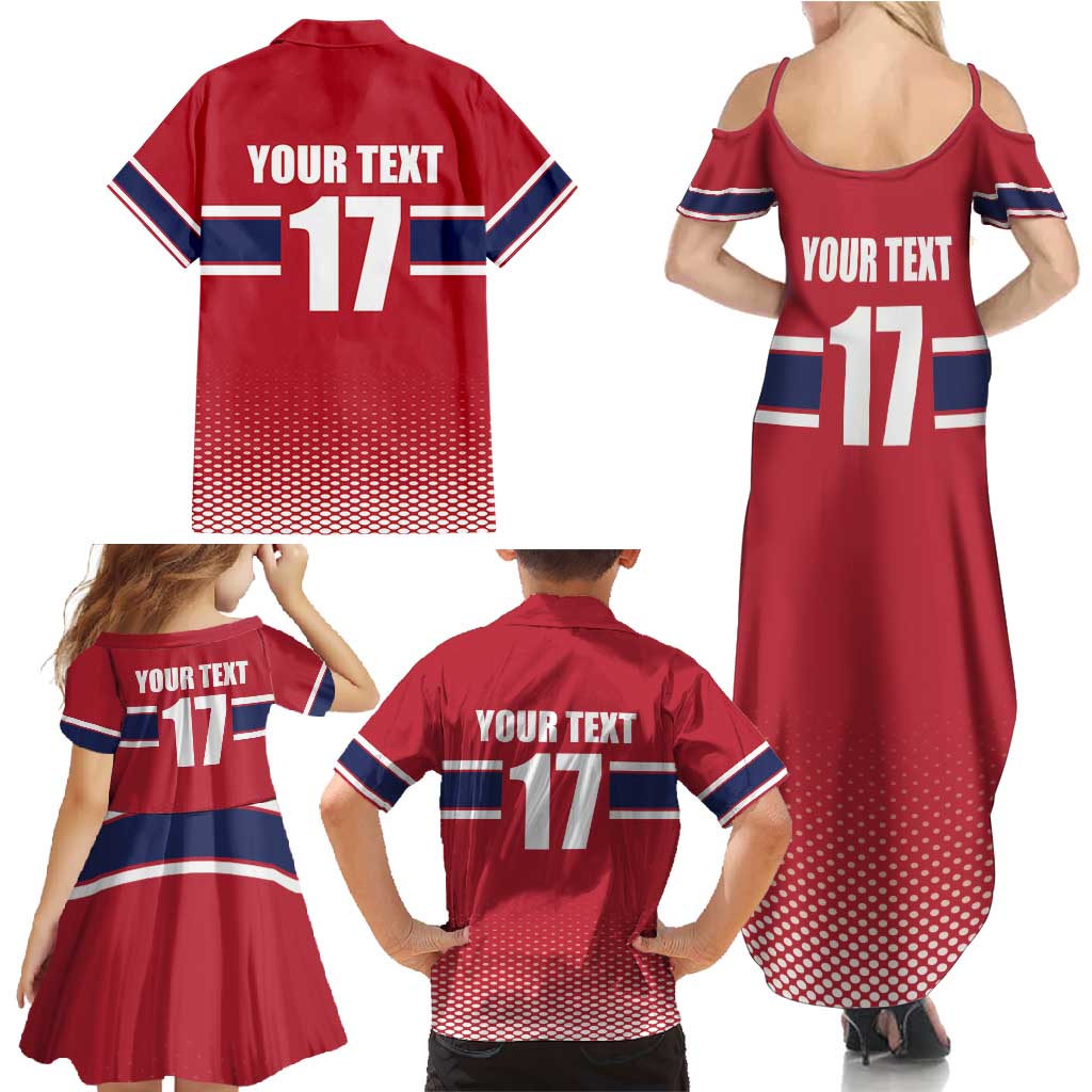 Norway Ice Hockey Custom Family Matching Summer Maxi Dress and Hawaiian Shirt Norge Polar Bears Red Style