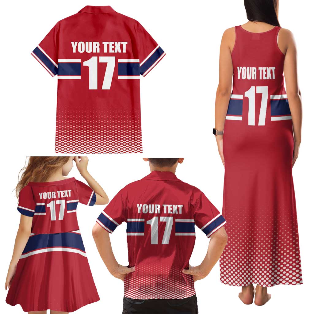 Norway Ice Hockey Custom Family Matching Tank Maxi Dress and Hawaiian Shirt Norge Polar Bears Red Style