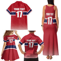 Norway Ice Hockey Custom Family Matching Tank Maxi Dress and Hawaiian Shirt Norge Polar Bears Red Style