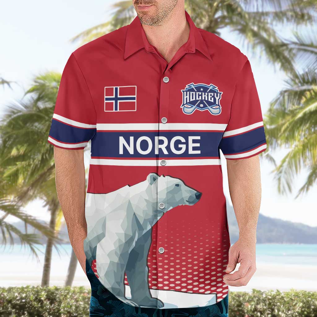 Norway Ice Hockey Custom Hawaiian Shirt Norge Polar Bears Red Style