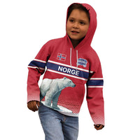 Norway Ice Hockey Custom Kid Hoodie Norge Polar Bears Red Style