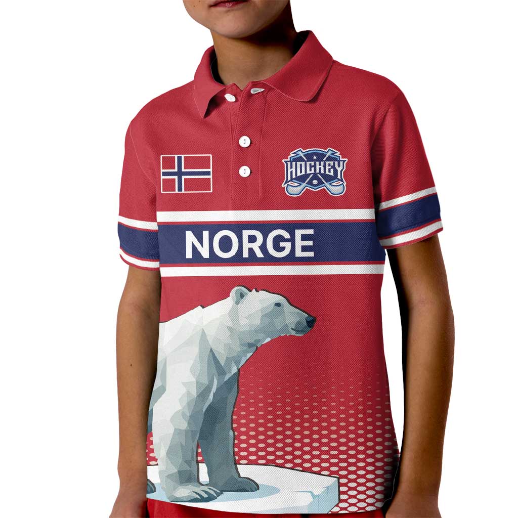 Norway Ice Hockey Custom Kid Polo Shirt Norge Polar Bears Red Style