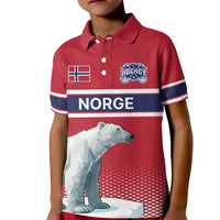 Norway Ice Hockey Custom Kid Polo Shirt Norge Polar Bears Red Style