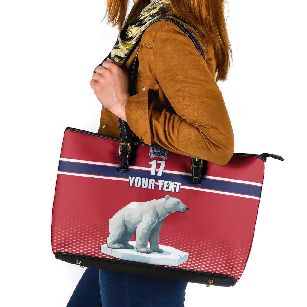 Norway Ice Hockey Custom Leather Tote Bag Norge Polar Bears Red Style