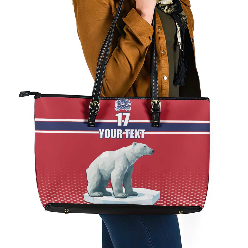 Norway Ice Hockey Custom Leather Tote Bag Norge Polar Bears Red Style