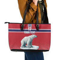 Norway Ice Hockey Custom Leather Tote Bag Norge Polar Bears Red Style