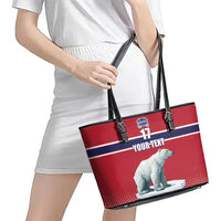 Norway Ice Hockey Custom Leather Tote Bag Norge Polar Bears Red Style