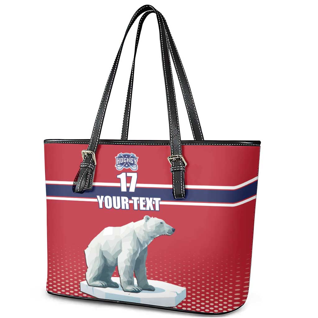 Norway Ice Hockey Custom Leather Tote Bag Norge Polar Bears Red Style