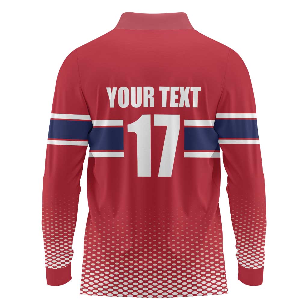 Norway Ice Hockey Custom Long Sleeve Polo Shirt Norge Polar Bears Red Style