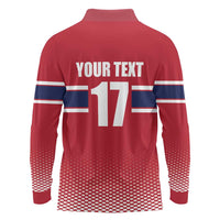 Norway Ice Hockey Custom Long Sleeve Polo Shirt Norge Polar Bears Red Style