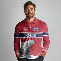 Norway Ice Hockey Custom Long Sleeve Polo Shirt Norge Polar Bears Red Style