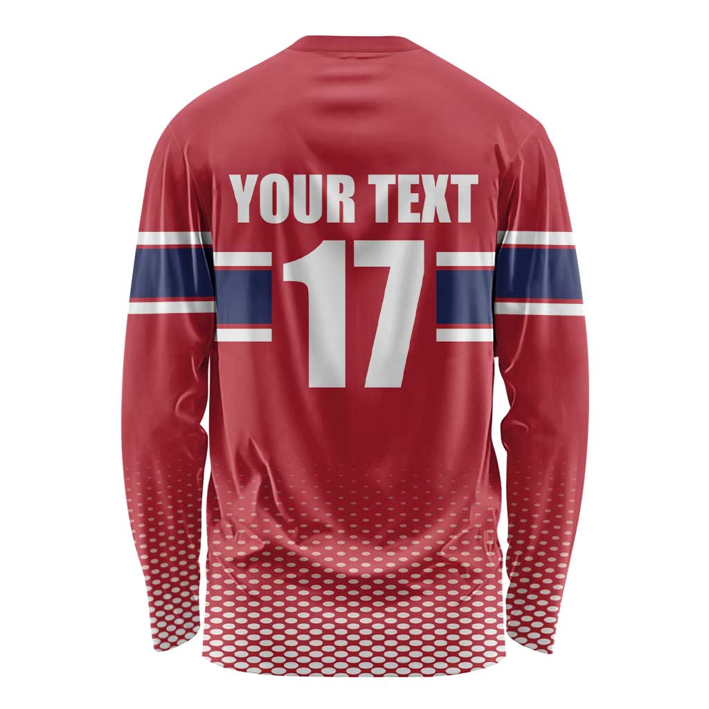 Norway Ice Hockey Custom Long Sleeve Shirt Norge Polar Bears Red Style