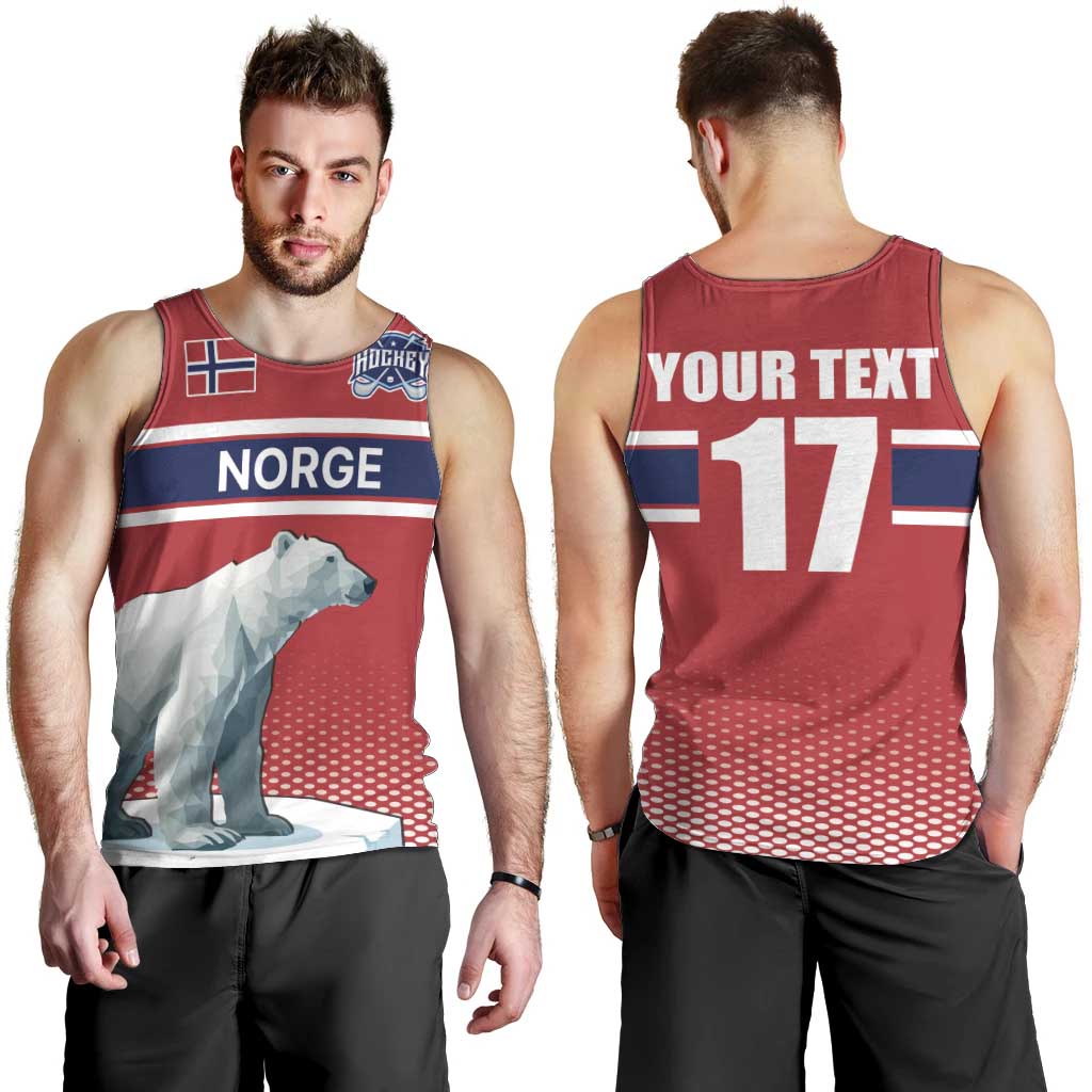 Norway Ice Hockey Custom Men Tank Top Norge Polar Bears Red Style