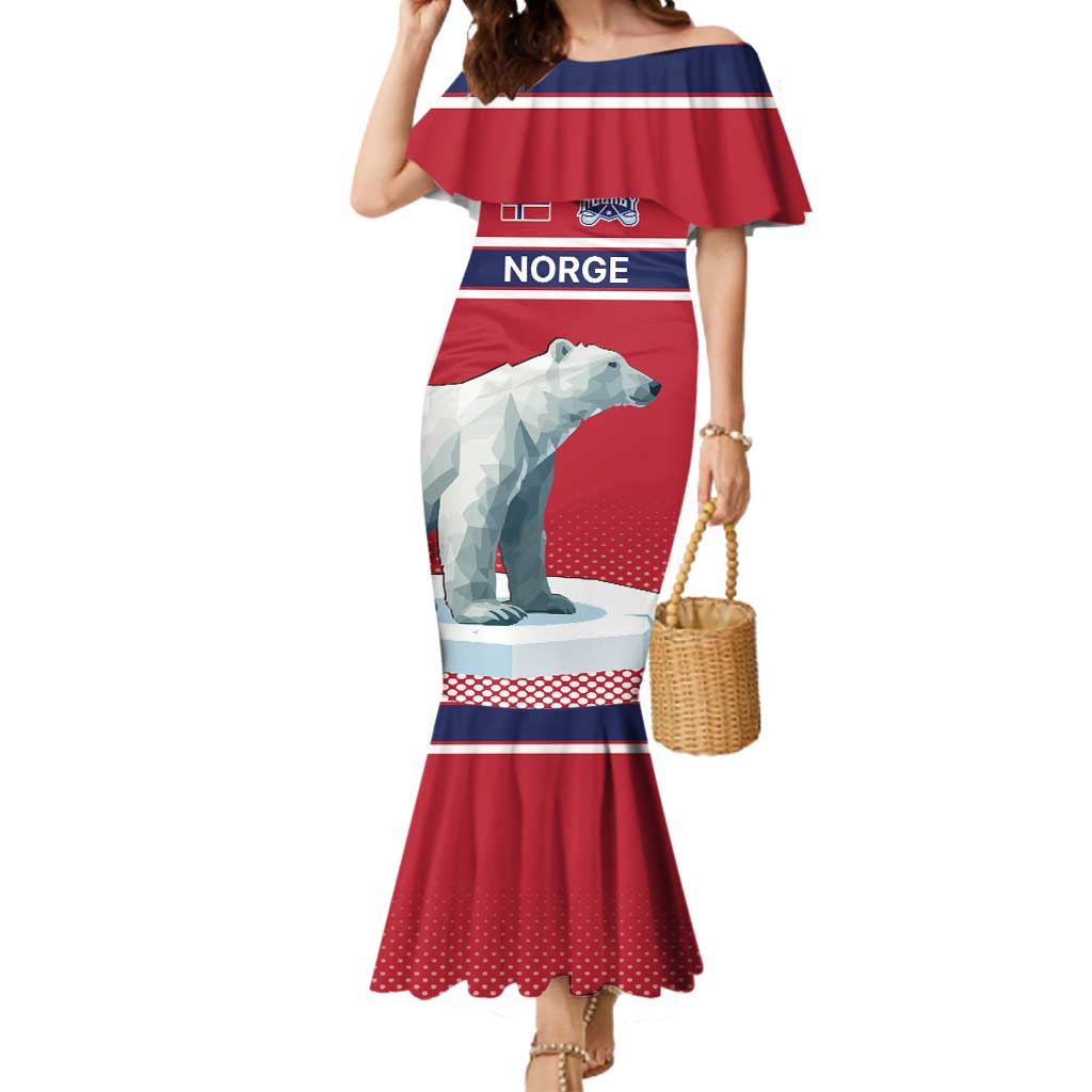 Norway Ice Hockey Custom Mermaid Dress Norge Polar Bears Red Style