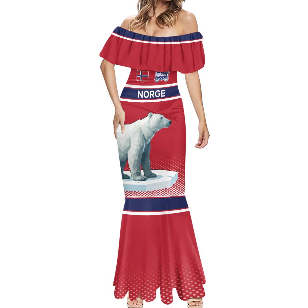 Norway Ice Hockey Custom Mermaid Dress Norge Polar Bears Red Style