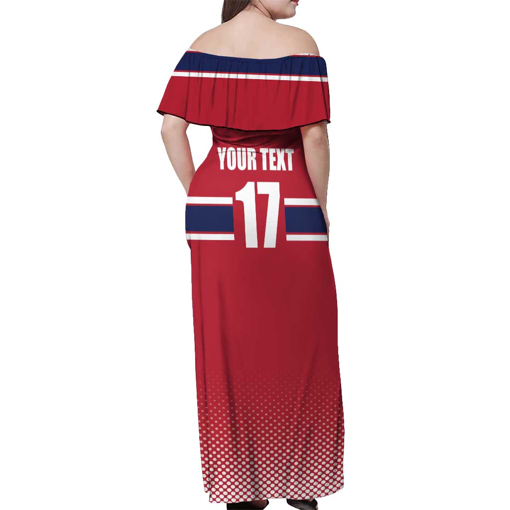 Norway Ice Hockey Custom Off Shoulder Maxi Dress Norge Polar Bears Red Style
