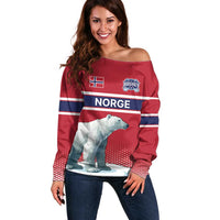 Norway Ice Hockey Custom Off Shoulder Sweater Norge Polar Bears Red Style