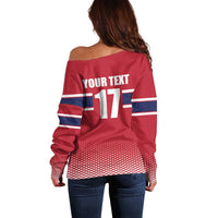 Norway Ice Hockey Custom Off Shoulder Sweater Norge Polar Bears Red Style