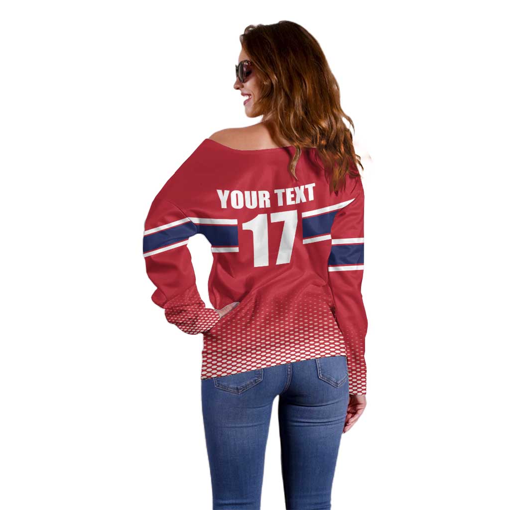 Norway Ice Hockey Custom Off Shoulder Sweater Norge Polar Bears Red Style