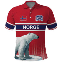 Norway Ice Hockey Custom Polo Shirt Norge Polar Bears Red Style