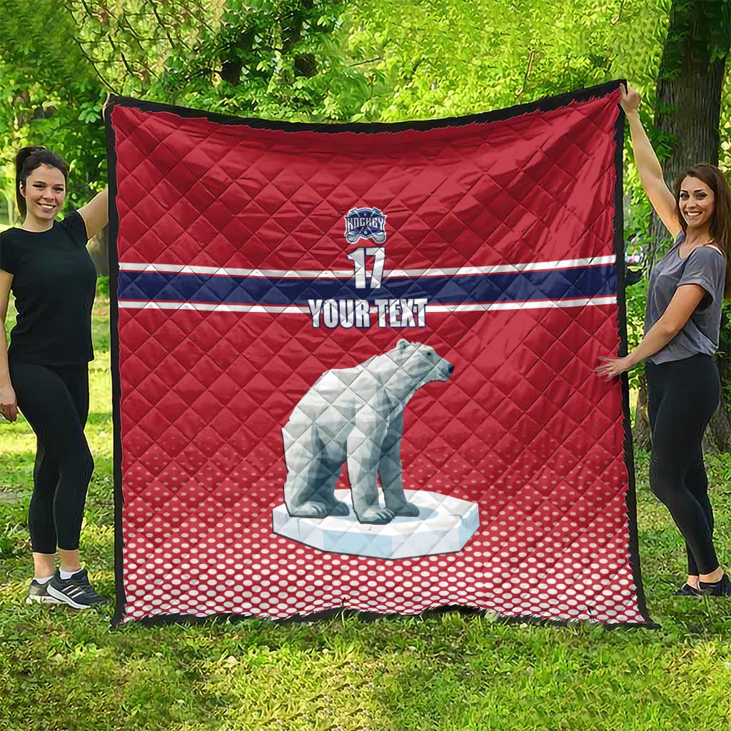 Norway Ice Hockey Custom Quilt Norge Polar Bears Red Style