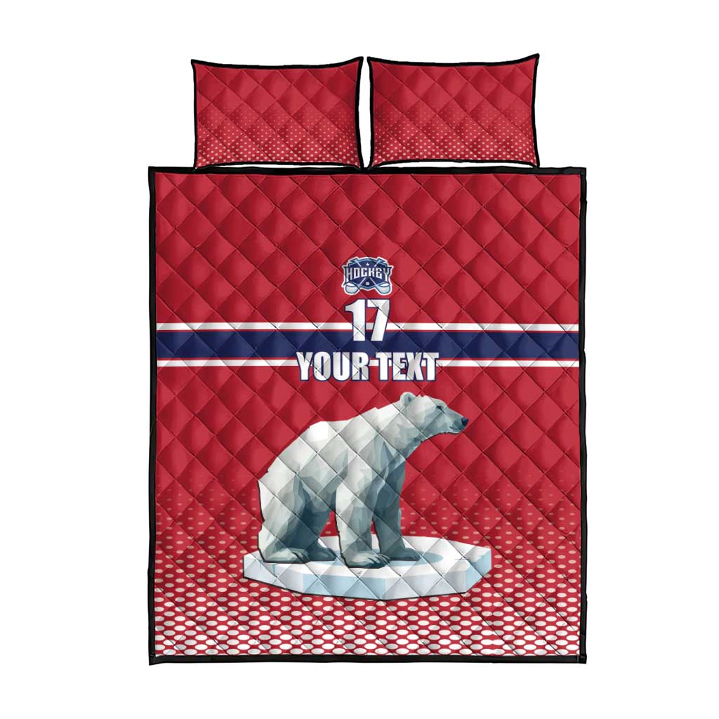 Norway Ice Hockey Custom Quilt Bed Set Norge Polar Bears Red Style