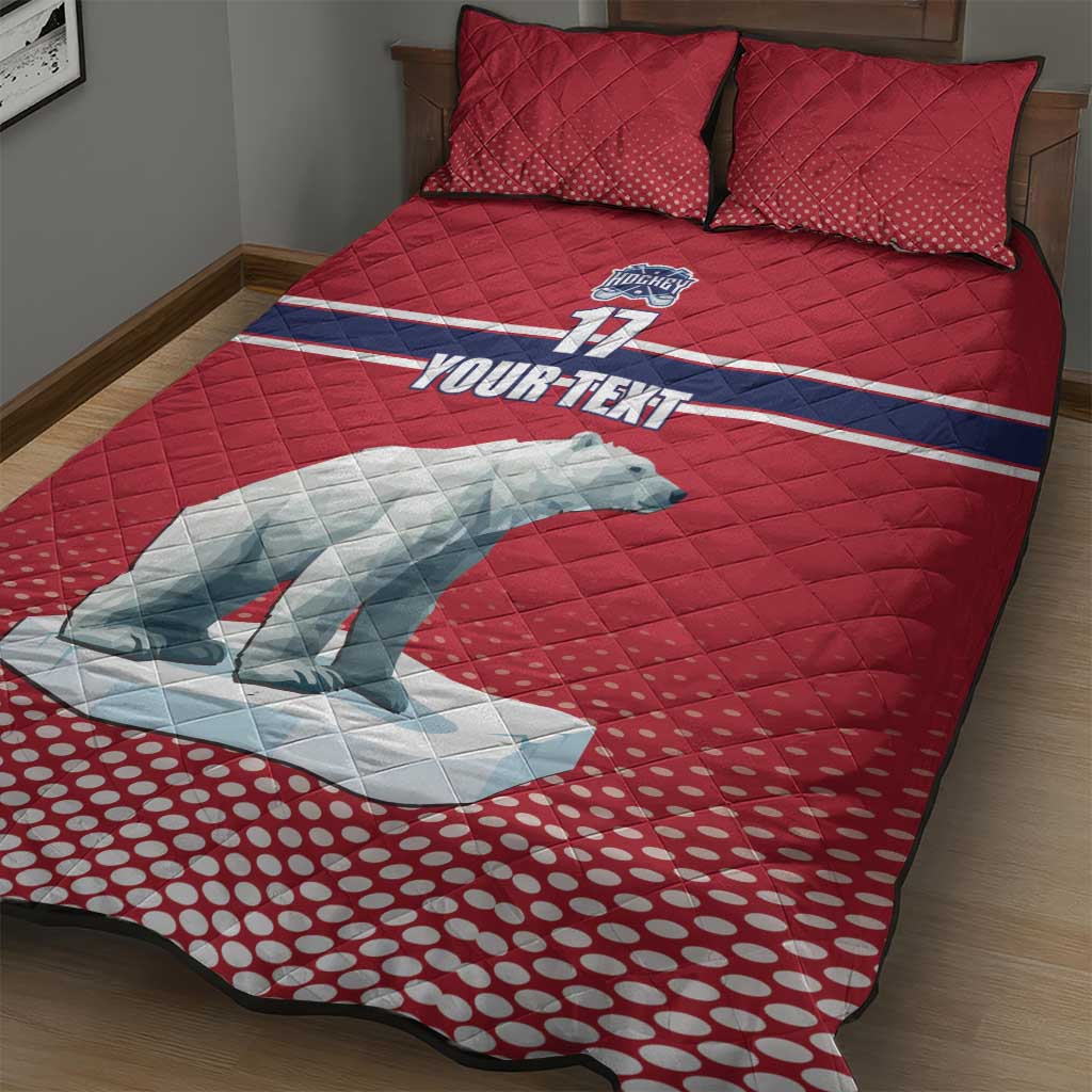 Norway Ice Hockey Custom Quilt Bed Set Norge Polar Bears Red Style