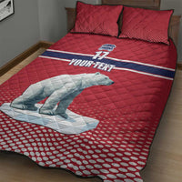 Norway Ice Hockey Custom Quilt Bed Set Norge Polar Bears Red Style