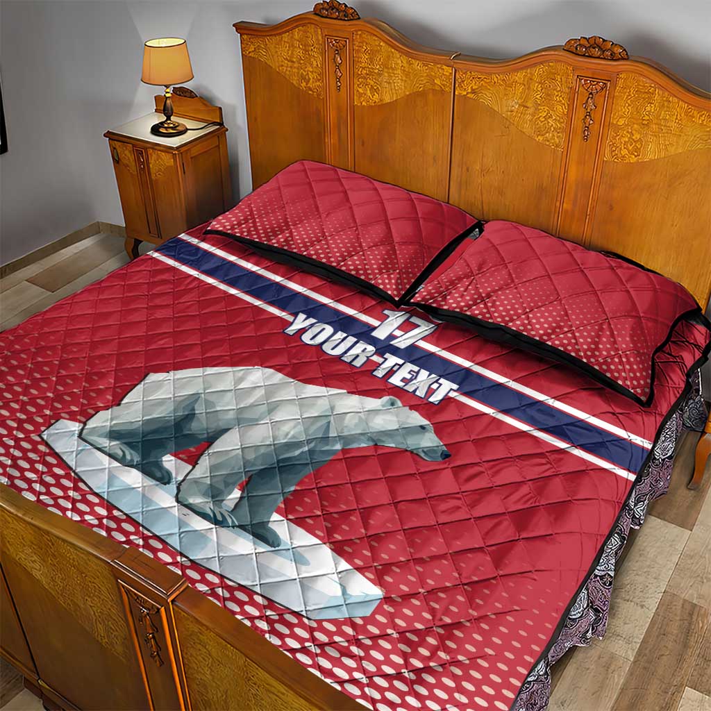 Norway Ice Hockey Custom Quilt Bed Set Norge Polar Bears Red Style