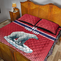 Norway Ice Hockey Custom Quilt Bed Set Norge Polar Bears Red Style