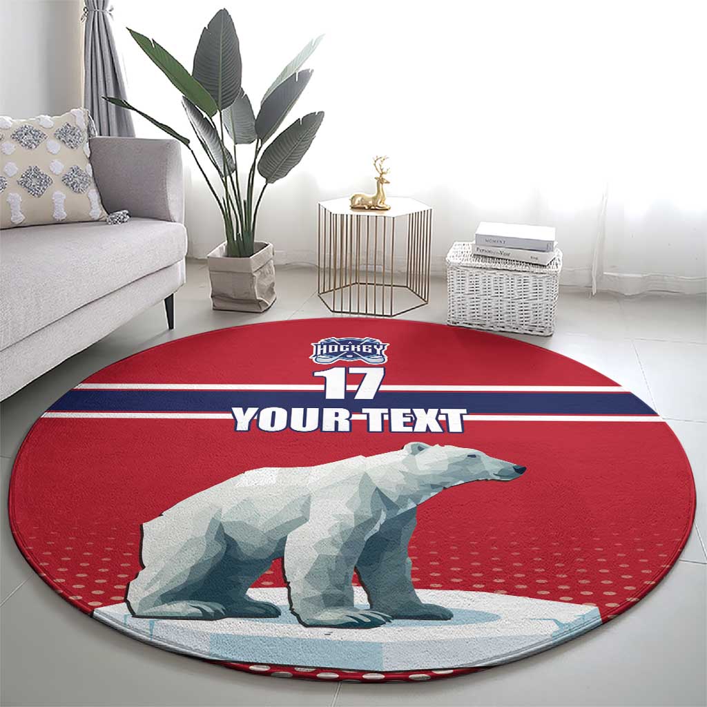 Norway Ice Hockey Custom Round Carpet Norge Polar Bears Red Style