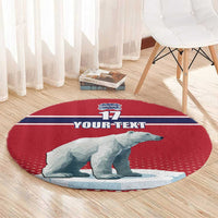 Norway Ice Hockey Custom Round Carpet Norge Polar Bears Red Style