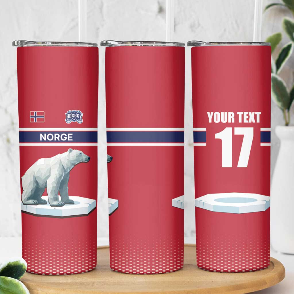 Norway Ice Hockey Custom Skinny Tumbler Norge Polar Bears Red Style