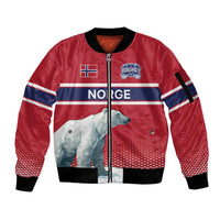 Norway Ice Hockey Custom Sleeve Zip Bomber Jacket Norge Polar Bears Red Style