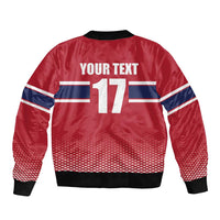 Norway Ice Hockey Custom Sleeve Zip Bomber Jacket Norge Polar Bears Red Style