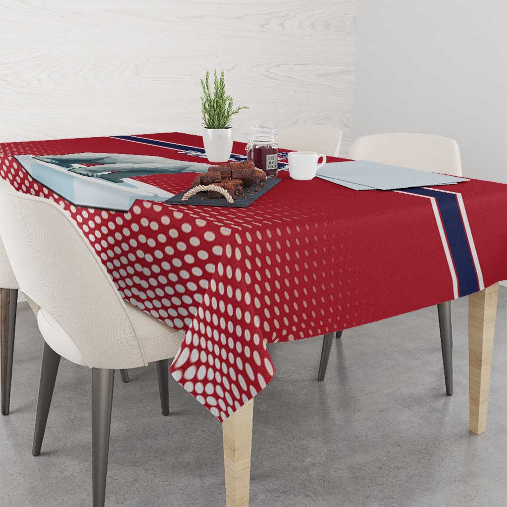 Norway Ice Hockey Custom Tablecloth Norge Polar Bears Red Style
