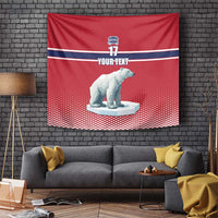 Norway Ice Hockey Custom Tapestry Norge Polar Bears Red Style