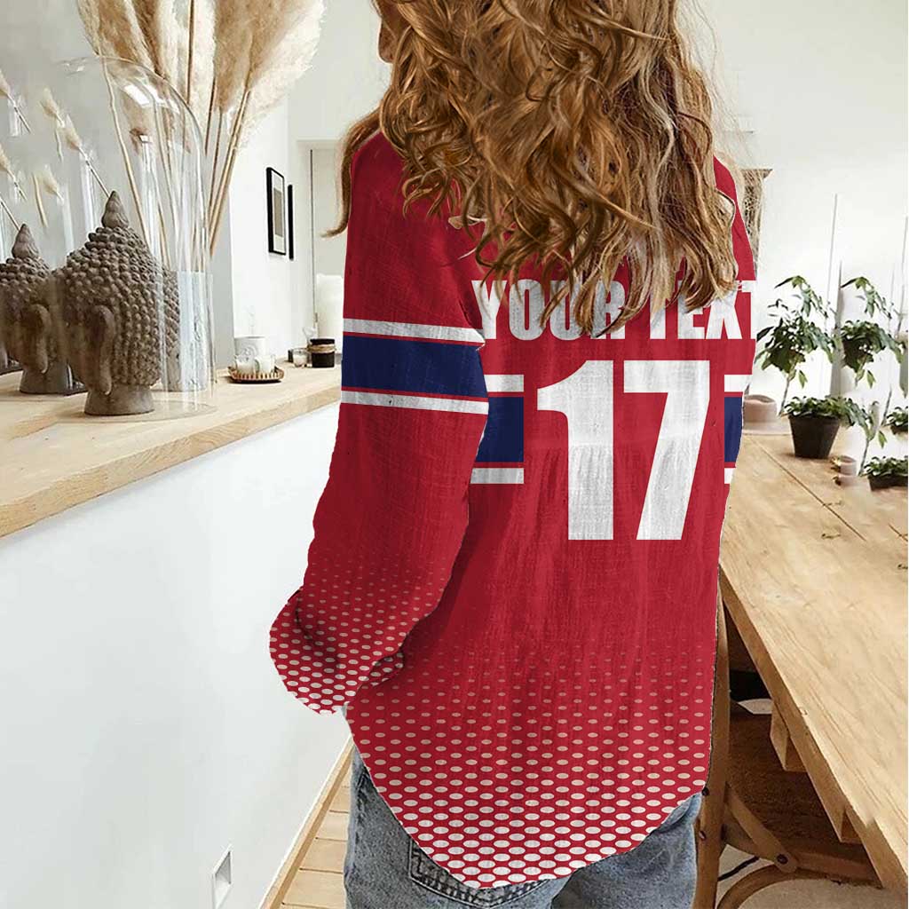 Norway Ice Hockey Custom Women Casual Shirt Norge Polar Bears Red Style