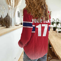 Norway Ice Hockey Custom Women Casual Shirt Norge Polar Bears Red Style
