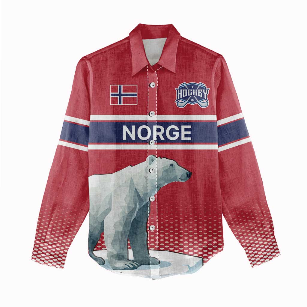 Norway Ice Hockey Custom Women Casual Shirt Norge Polar Bears Red Style